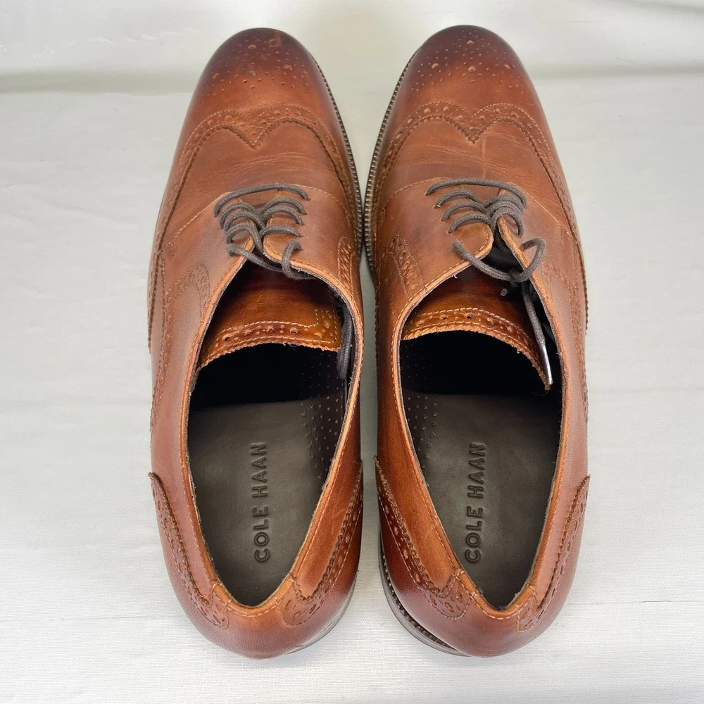 Cole Haan Benton Wingtip Dress Shoes Mens Size 11.5 M Brown Leather Oxfords